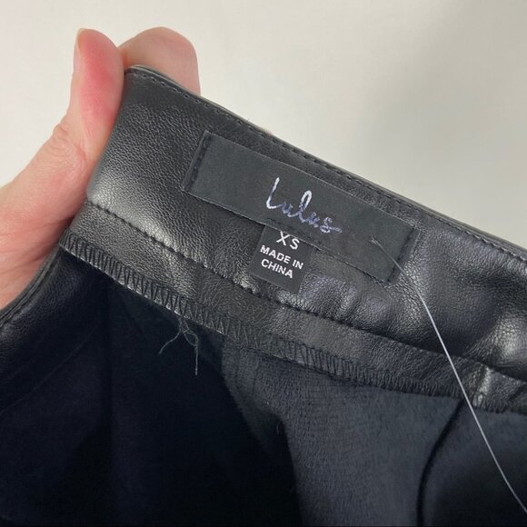 Lulus Vegan Leather Black Trouser Size XS High Rise Zipper Ankle Faux Stride NEW - Picture 7 of 15